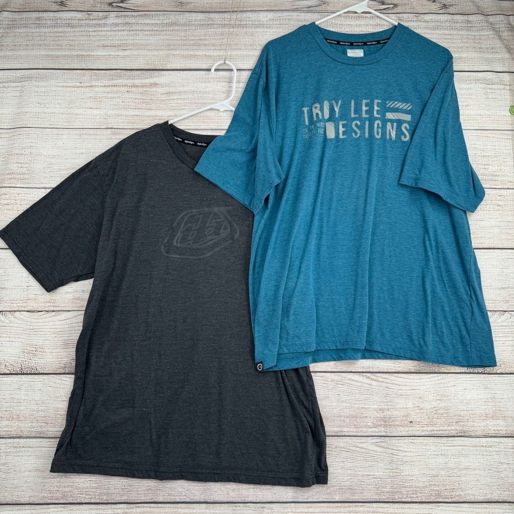 Troy Lee Designs Graphic T-Shirts Mens XL Gray Blue Lot of 2 Rear Pocket
